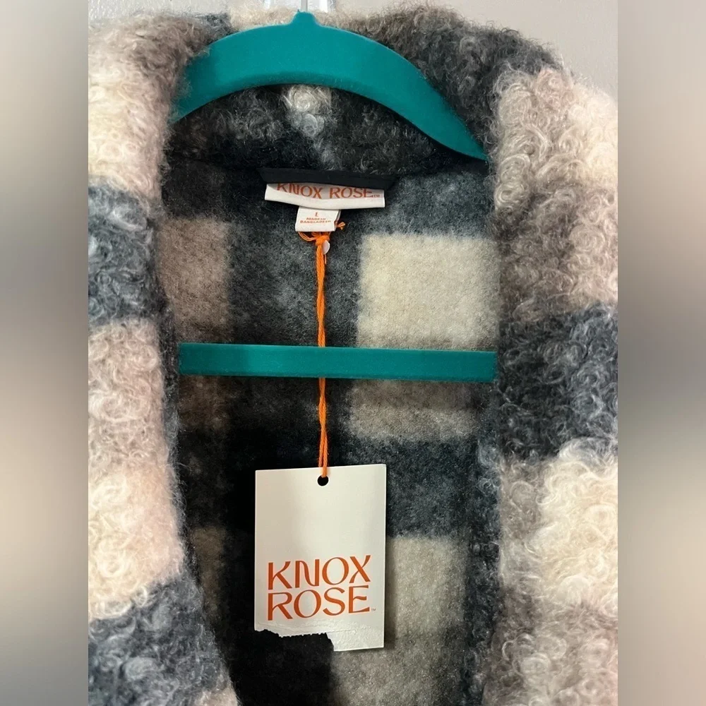 Knox Rose Oversized Fuzzy Shacket Blazer Sweater Size Large - Picture 4 of 9